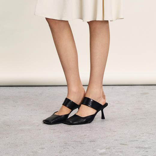 谜底高跟鞋女2024年夏季新品优雅气质半包方型鞋头凉鞋242MX0908 商品图3