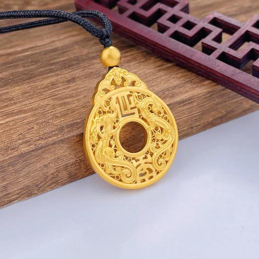 【限时克减150元】足金999 古法镂空双面挂绳龙凤贺岁福首平安扣吊坠（含珠子）(OGFDZ00126)（预售产品下单后不退款不退货不换货不补差价） 商品图1