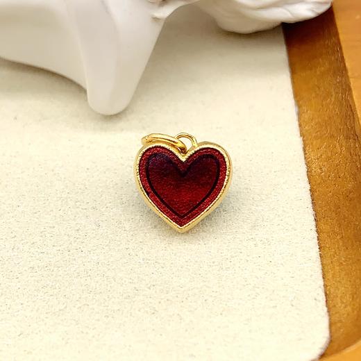 【限时克减150元】足金 古法高温烧蓝高温珐琅心形空心双面爱心吊坠心形吊坠挂件(AKGFDZ00002)（预售产品下单后不退款不退货不换货不补差价）（预售产品下单后不退款不退货不换货不补差价） 商品图0