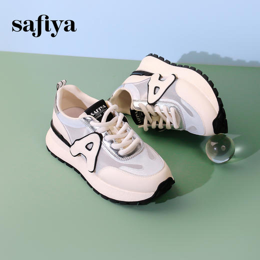 Safiya/索菲娅2024春潮流拼接轻便网面透气厚底阿甘运动鞋 SF41112432 商品图9
