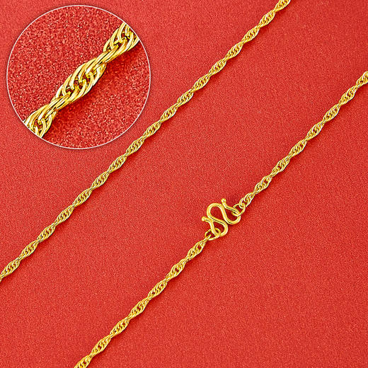 【限时克减150元】足金999.99 五9黄金仿绳链项链(ACXL00006-4)补差价）补差价）预售产品下单后不退款不退货不换货不补差价 商品图0