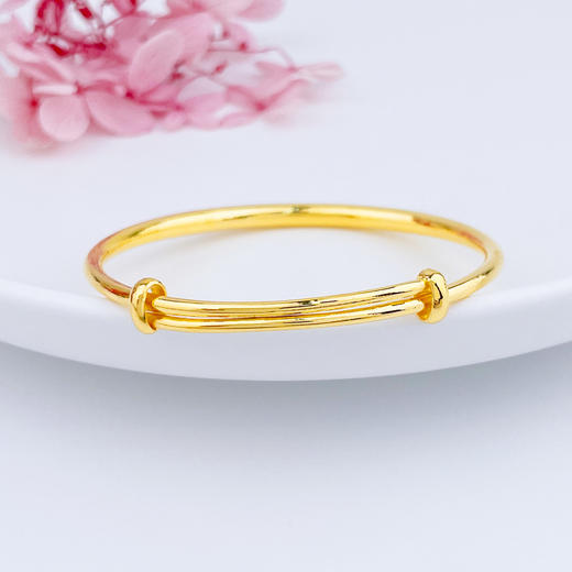 【限时克减150元】足金999.9 (面宽约3.7-4.1mm)空心手镯光面推拉手镯光圈推拉手镯素圈推拉手镯圆管推拉手镯(HWSZ00001-02)（预售产品下单后不退款不退货不换货不补差价） 商品图1