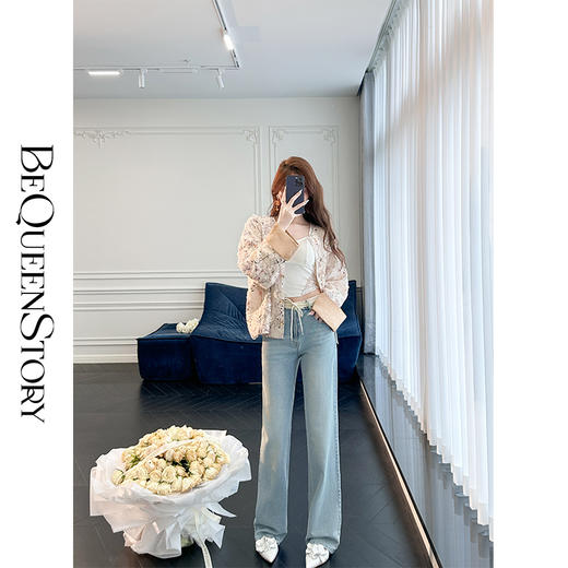 余潇潇【樱落星河】新中式时髦气质重工珠片绣圆领长袖上衣女外套 商品图2