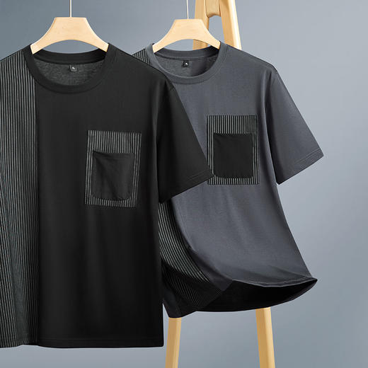 【丝光棉】【新款DPF】大依优型大码短袖T恤圆领加肥加大男装大号大码上衣男士休闲半袖夏季 商品图1