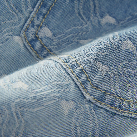 谜底牛仔裤短裤女2024夏季新品复古百搭老花牛仔直筒裤242MK0591 商品图3