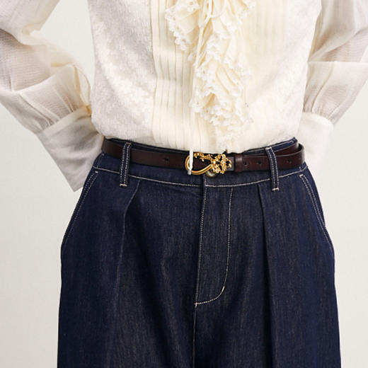 谜底牛皮革腰带女2024年夏季新品复古百搭雕花扣头皮带242MQ0907 商品图1