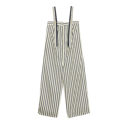 谜底背带裤长裤女2024夏季新品复古时髦黑白条纹阔腿裤242MK0629 商品图4