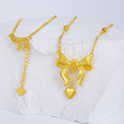 【限时克减128元】足金999 #小红书 (足金999字印)5G黄金蝴蝶结爱心间珠调节套链在逃公主套链(5GTL00155)（预售产品下单后不退款不退货不换货不补差价 商品图1