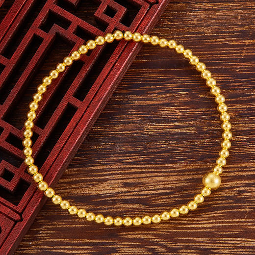 【限时克减150元】足金999 古法小圆珠（约2.9mm）手串(周长约16.5-17.5cm)(YGFSC00004)补差价）预售产品下单后不退款不退货不换货不补差价 商品图1