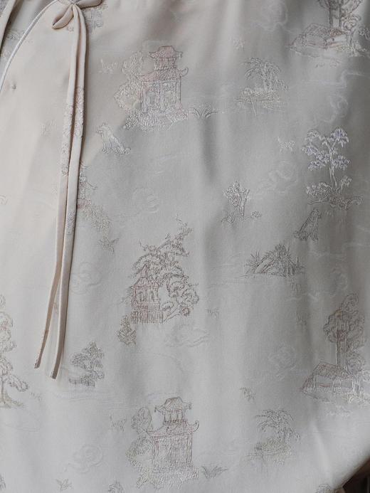 盛唐牡丹 |桃花源香槟色真丝提花上衣 商品图4