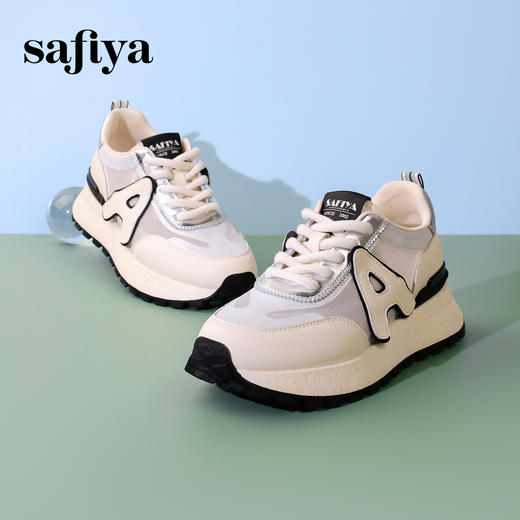 Safiya/索菲娅2024春潮流拼接轻便网面透气厚底阿甘运动鞋 SF41112432 商品图11