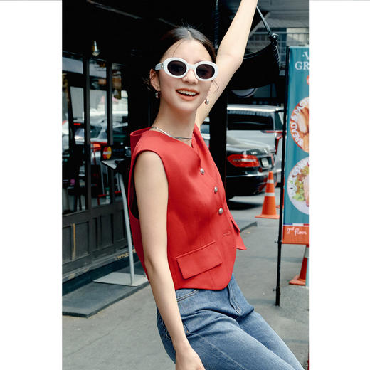 【严选】诗凡黎春精致金属扣装饰马甲SF3410161 商品图2