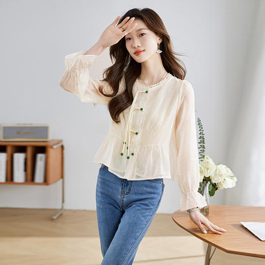 优雅新中式，蕾丝花边显瘦衬衣HR-CPYY8029 商品图5