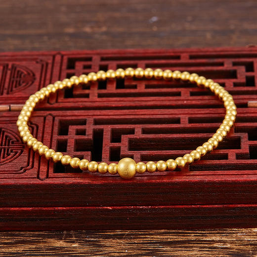 【限时克减150元】足金999 古法小圆珠（约2.9mm）手串(周长约16.5-17.5cm)(YGFSC00004)补差价）预售产品下单后不退款不退货不换货不补差价 商品图0