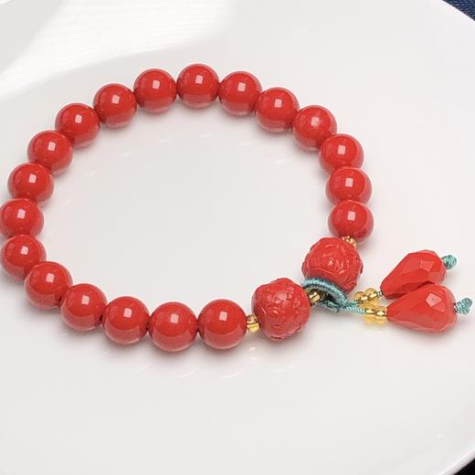 新款双坠-8毫米红砂女士手链 饰品美物 商品图0