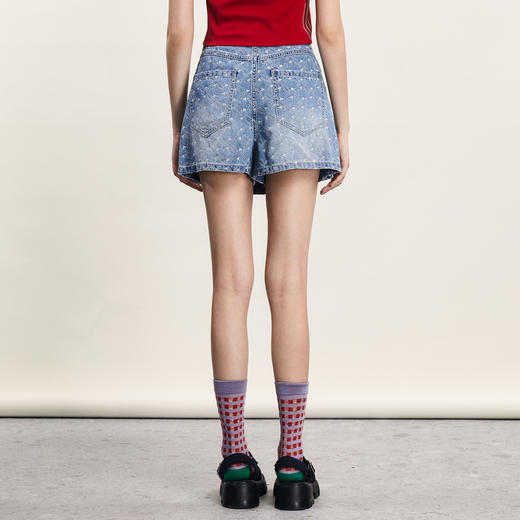 谜底牛仔裤短裤女2024夏季新品复古百搭老花牛仔直筒裤242MK0591 商品图2