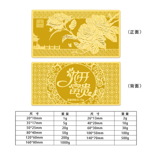 【限时克减150元】【20克】足金999.9 #投资理财 花开富贵金条20g（配亚克力盒）(YDJT00008-05)（预售产品下单后不退款不退货不换货不补差价） 商品图0