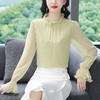 NYL-1957雪纺衬衫时尚洋气木耳边拼接宽松减龄甜美纯色上衣 商品缩略图3