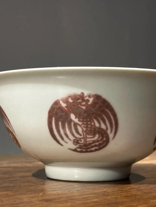 釉里红绘团凤纹瓷碗，顺丰包邮 商品图5