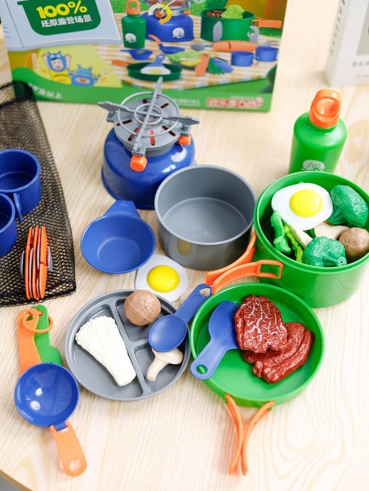 【欢乐客露营小达人】春游踏青宝宝必备打造户外露营氛围感，一定要带上的露营装备含15件露营装备，19件仿真食材露营装备和食材按照实物100%还原 自带声光效果，让你声临其境 商品图2