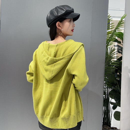 12WS连帽抽绳拉链开衫毛织外套40123（绿白） 春季 402091032105 商品图2