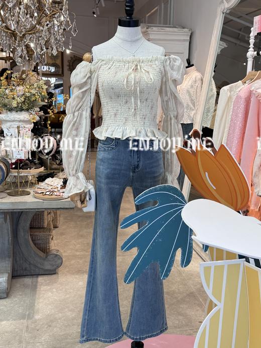 【门店同款】ENJOY春季一字肩碎花打揽上衣 156795621 商品图1