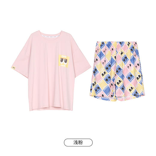 都市丽人亲情蜜语舒适外出春夏睡衣女32支纯棉单面家居服薄款短袖短裤女士棉质套装LH49A2 商品图12