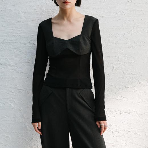 LIYIHAN网纱拼接上衣 Y241S01182 商品图4