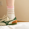 靴下物竹棉薄款透气粉色系条纹撞色甜美中筒日系可爱女袜 商品缩略图2