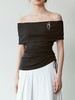 My Dearest｜1147TOBK  INTENTION acetate off fhe shoulder TOP [ 黑色一字领上衣  不含胸针] 商品缩略图3