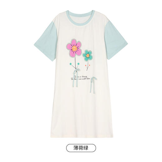 都市丽人生活家居春夏睡衣女32支CVC单面家居服薄款短袖裙女士棉质睡裙LH46D9 商品图8