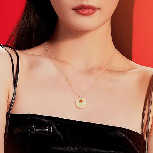 Fanci范琦×宫主【幸运平安扣】s925银项链女和田玉吊坠锁骨链国风小众礼物新中式生日礼物送妈妈送女友 商品图3