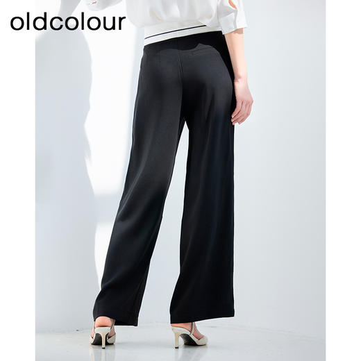 oldcolour黑色高腰西装裤夏新款简约通勤OL阔腿休闲裤女P22073287 商品图4