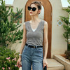 OLrain欧芮儿灰色背心吊带女早春2024新款修身假两件撞色V领马甲 商品缩略图1