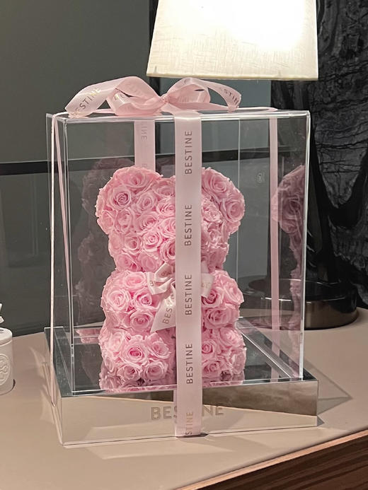 VBEINGS花语 满怀挚友系列 甜心熊仔 永生花MINI玫瑰花摆件送女友女生爱人生日礼物 商品图7