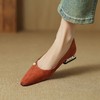 【预售5天】时尚单鞋女新款春季粗跟浅口瓢鞋女尖头舒适平底鞋女WXJFG&W2436-0 商品缩略图1