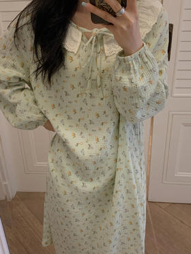 老米优品/ 3-5天! 美哭了！！100%双层婴儿棉《江南晚风。蕾丝棉纱裙》清甜少女氛围感 美宅小裙子  Q240328A