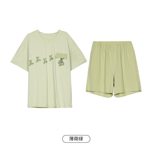 都市丽人生活家居春夏睡衣女32支CVC单面家居服薄款短袖短裤女士棉质套装LH42F3 商品图8