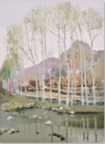 吴冠中高级复刻版画《白杨山桃》（大）