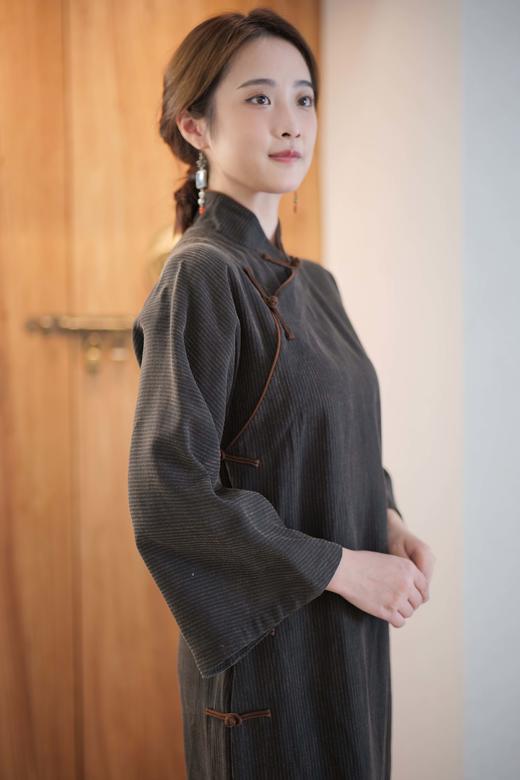 漫物记香云纱柞蚕丝喇叭袖连肩旗袍XYS-W030 商品图3