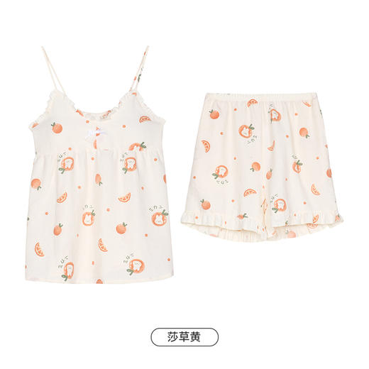 都市丽人生活家居春夏睡衣女软绵绵家居服有罩杯薄款吊带短裤女士梭织棉套装LH42E3 商品图9