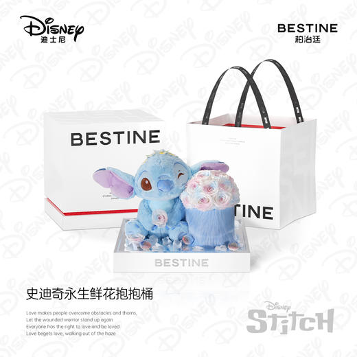 VBEINGS花语 迪士尼史迪仔永生花抱抱桶 礼盒玫瑰抱抱桶送女友生日 商品图4