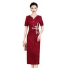 新款高档醋酸旗袍中式婚礼，妈妈装礼服敬酒服高端气质款WX88632 商品缩略图4