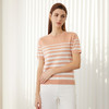 【棉质条纹撞色毛衣】24年春夏新品女士圆领套头时尚条纹撞色短袖薄款毛衣 商品缩略图1