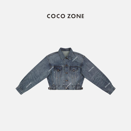 COCO ZONE100棉短款前口袋牛仔外套高级感复古上衣24C10281 商品图0