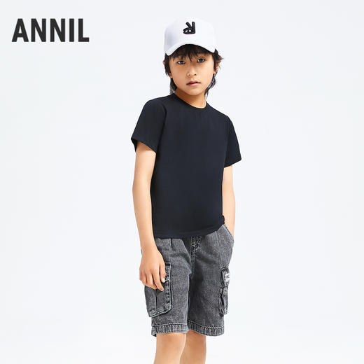 男女童简约透气圆领亲子短袖T恤夏季新款安奈儿童装童装小程序专享EM421146 商品图7