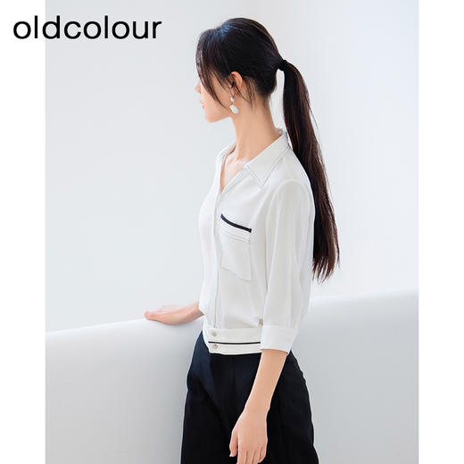 oldcolour白色薄款衬衫夏季新款通勤简约百搭中袖上衣女P21012194 商品图1