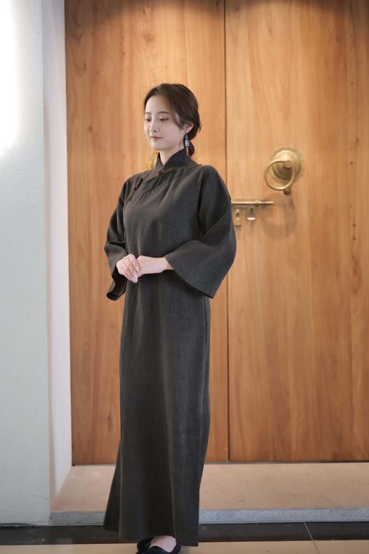 漫物记香云纱柞蚕丝喇叭袖连肩旗袍XYS-W030 商品图0