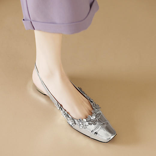 【预售5天】文艺复古风，头层鳗鱼纹羊皮低跟后空凉鞋QQJ&1173F 商品图10