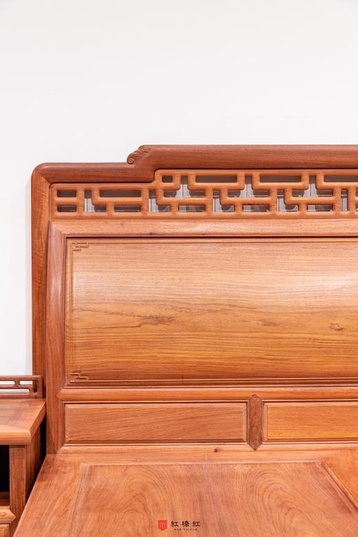 红桥红  家具严选  缅甸花梨（大果紫檀）【150 曲尺弯背素面 高低床 三件套】 商品图3
